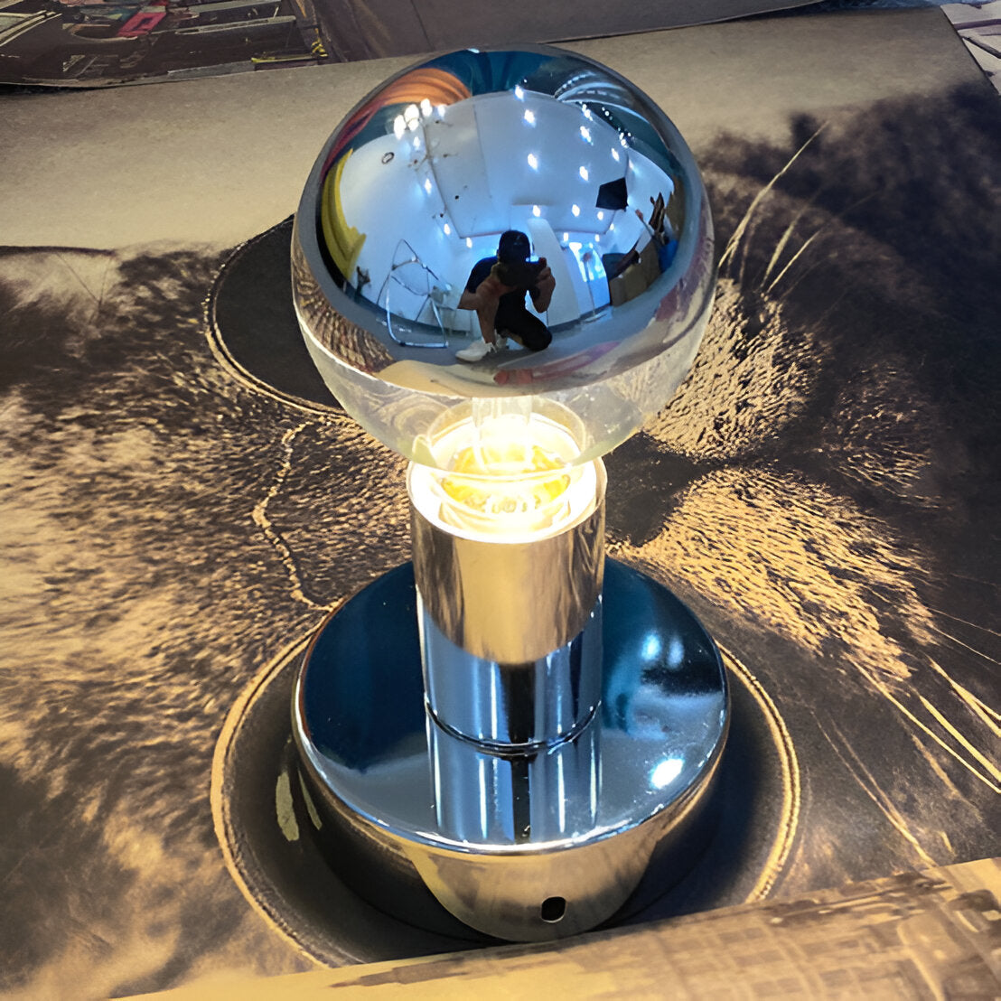 Bonnie retro železná kulatá skleněná nástěnná lampa