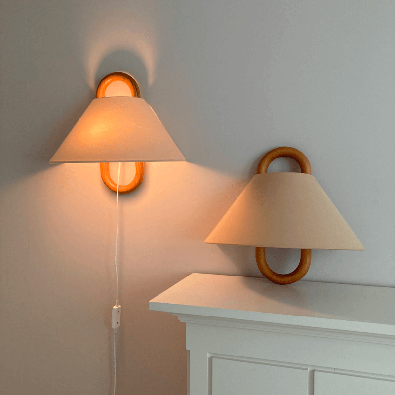 Dormen - Solid Wood Pleated Semi Circle Wall Sconce Lamp