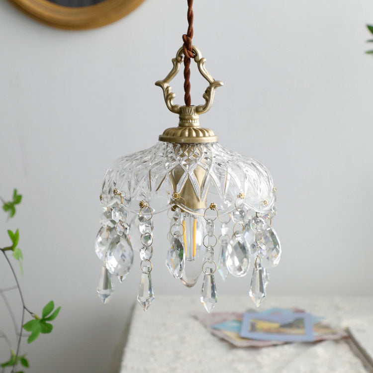 Auravelle - Suspension florale vintage en cuivre et cristal