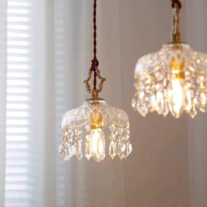 Auravelle - Suspension florale vintage en cuivre et cristal
