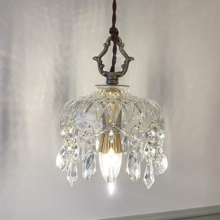 Auravelle - Suspension florale vintage en cuivre et cristal