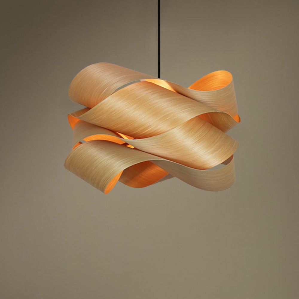Virelune - Lámpara colgante moderna de madera irregular para cocina