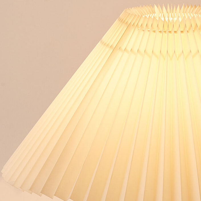 Zenori – Lampada da Tavolo LED in Legno Minimalista con Tessuto Plissettato