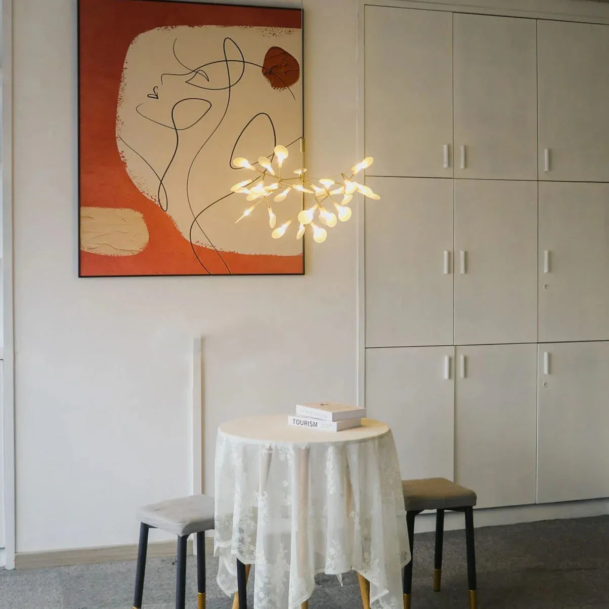 Velunara- Lámpara de araña minimalista con globo de vidrio esmerilado