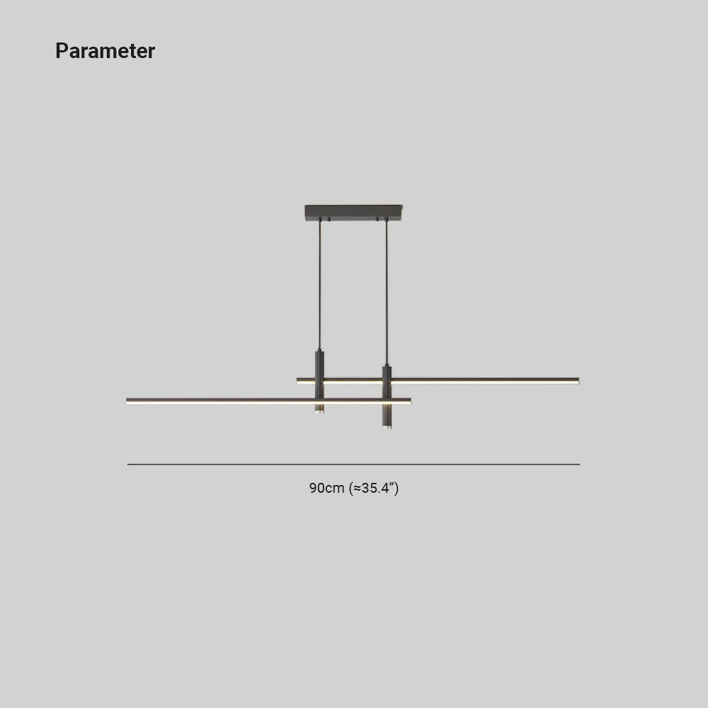 Edgari - Lampada a sospensione lineare nero oro dimmerabile LED 35,4 pollici