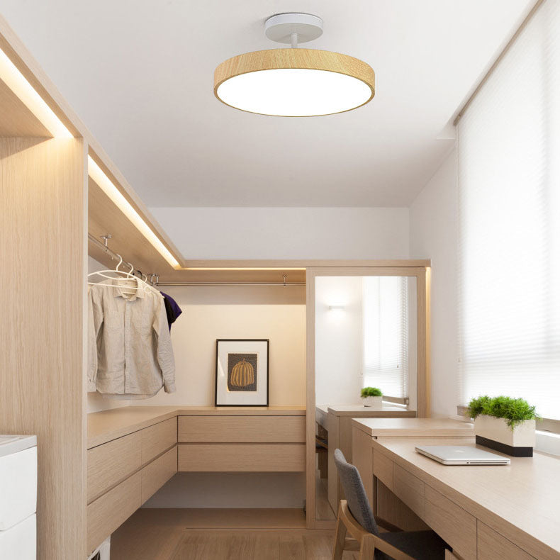 Zenoria – Japanese Wood Round LED Semi Flush Ceiling Light