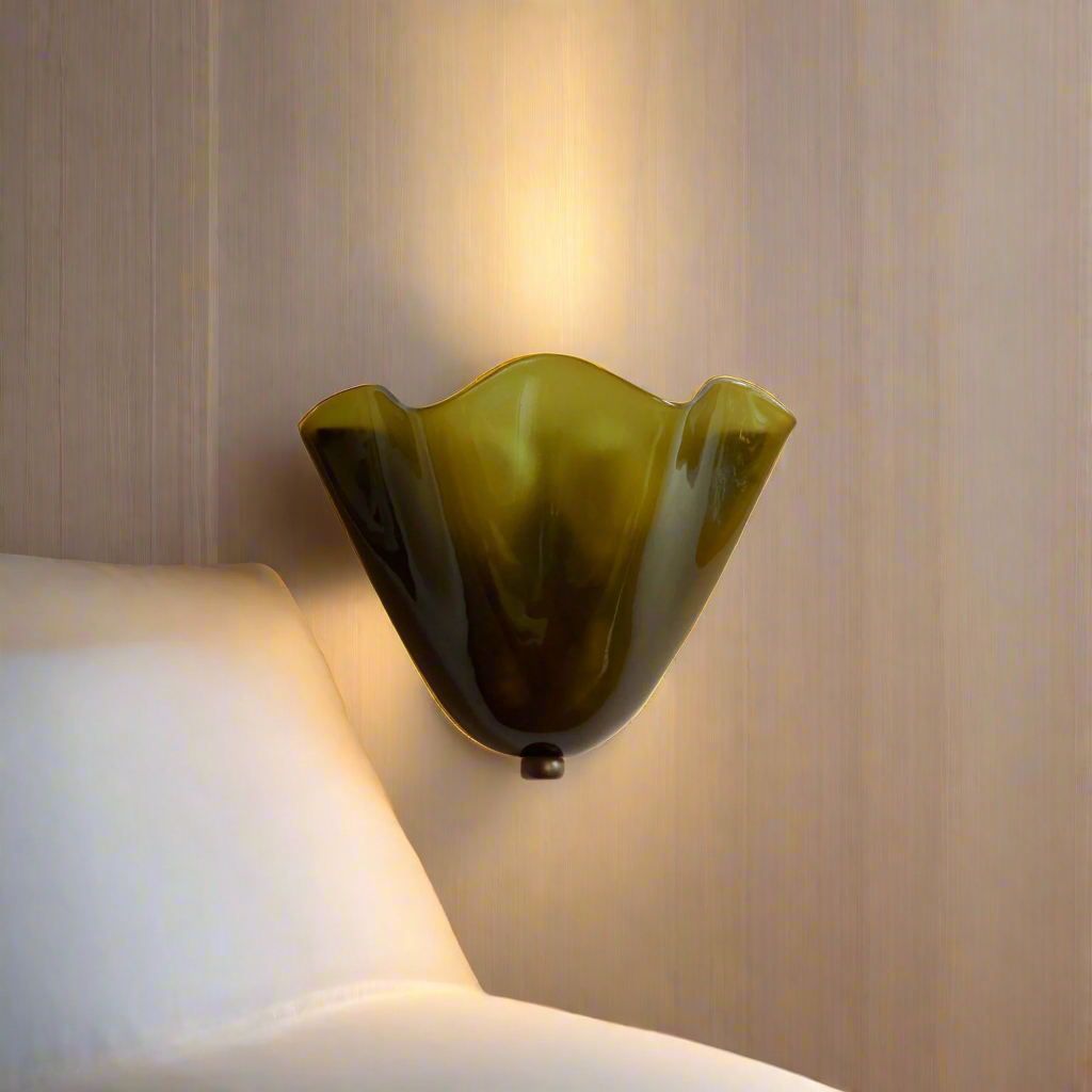 Velnmora – Applique da parete a conchiglia in vetro colorato retrò LED 1 luce