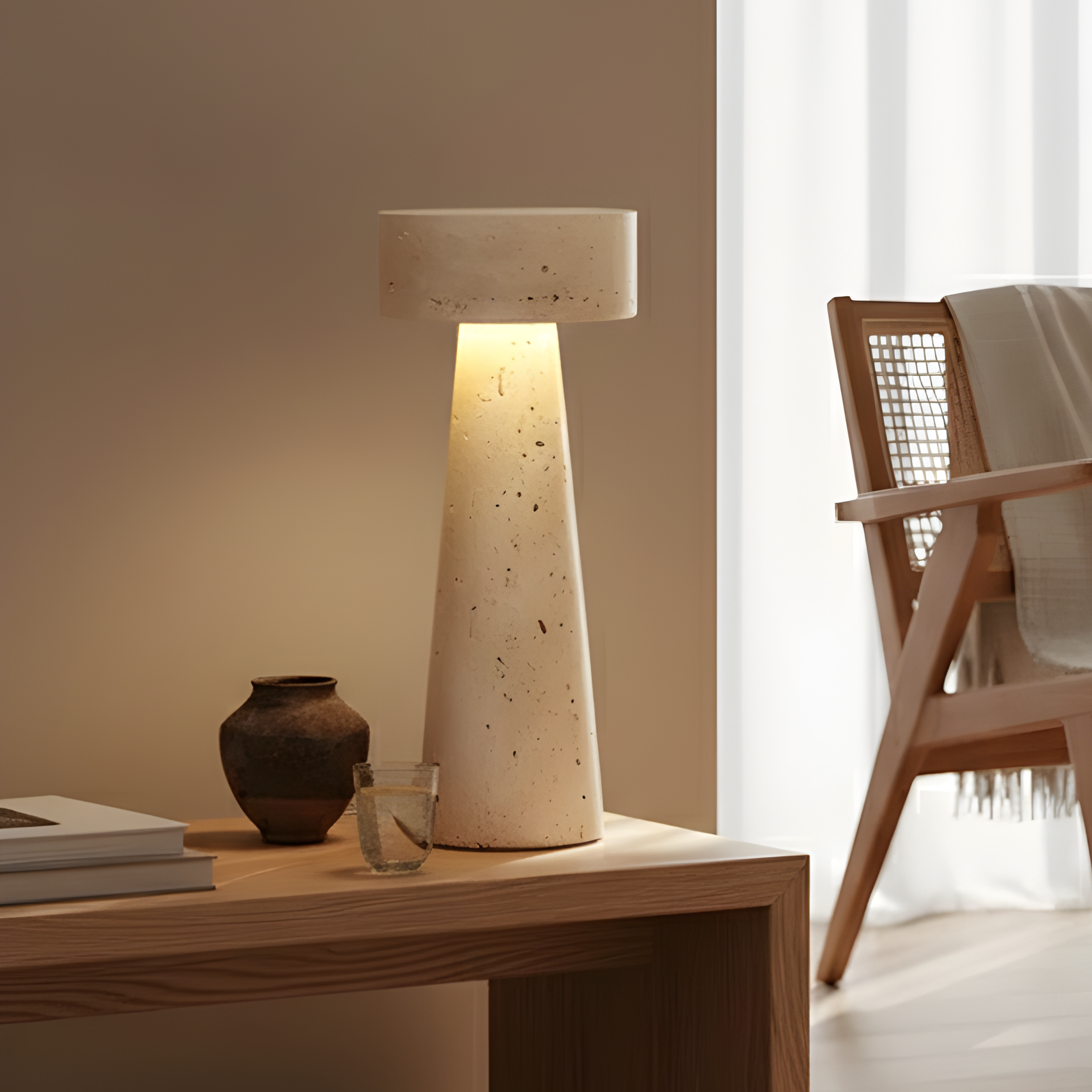 Andren – LED bordlampe i travertin