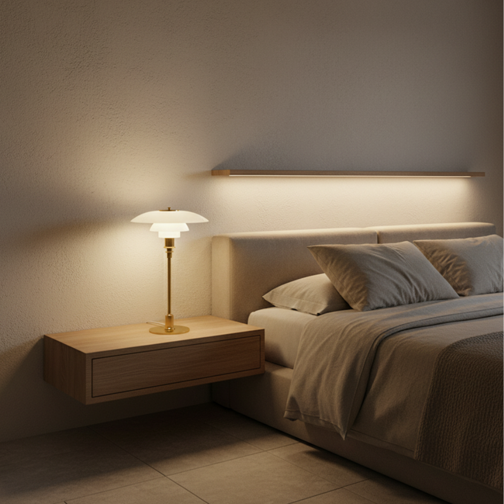 Solviane - Lampada da tavolo in vetro scandinava con illuminazione LED minimalista