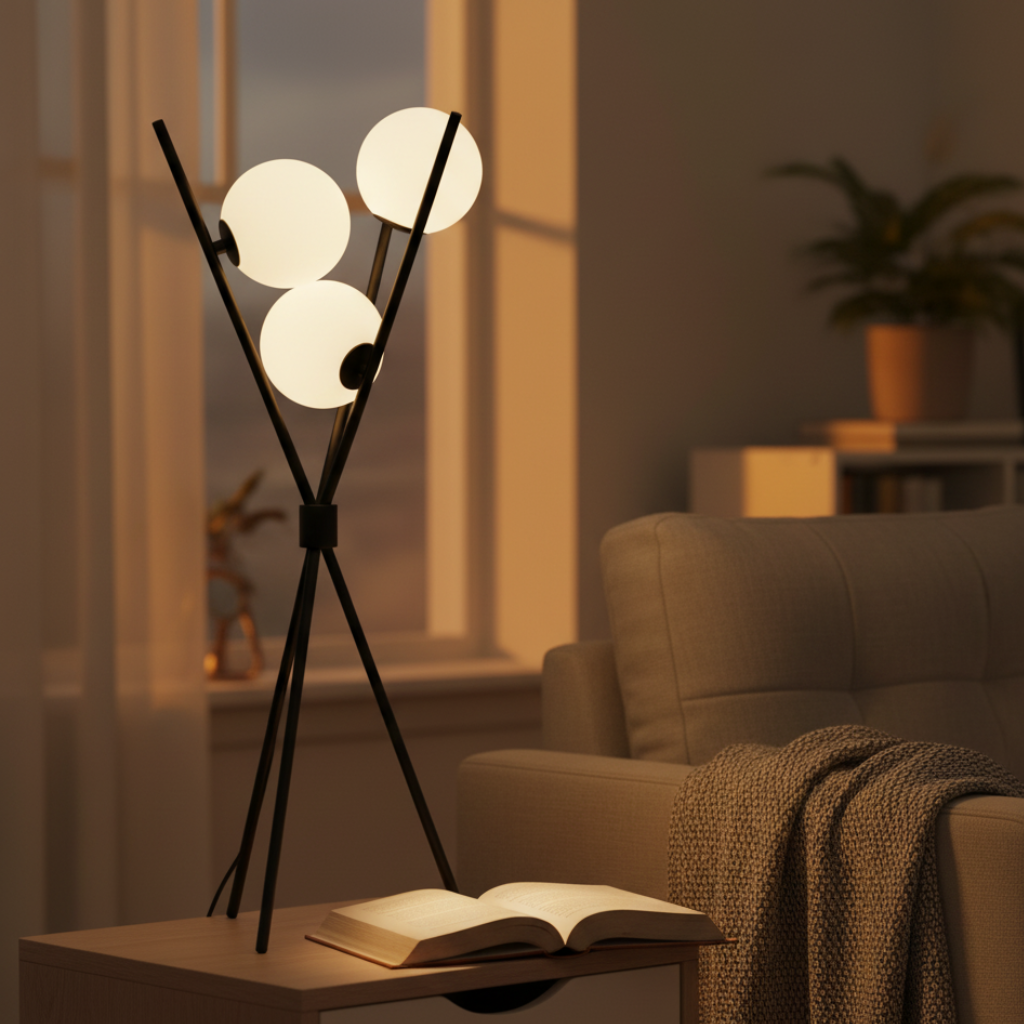 Nuvoro - Modern, szabályozható fényerejű LED holdmintás asztali és állólámpa