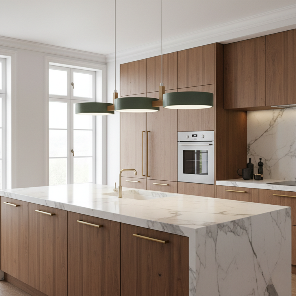 Trestra – lineární závěsné svítidlo skandinávského designu pro jídelnu a kuchyň