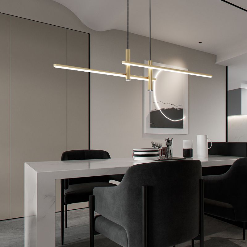 Edgari - Lampada a sospensione lineare nero oro dimmerabile LED 35,4 pollici