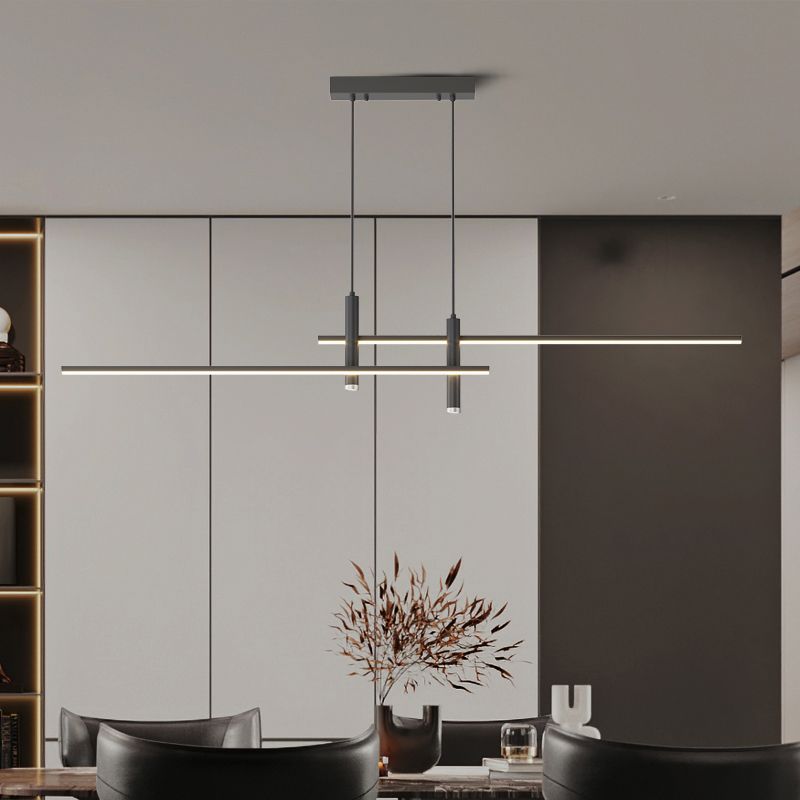 Edgari - Lampada a sospensione lineare nero oro dimmerabile LED 35,4 pollici