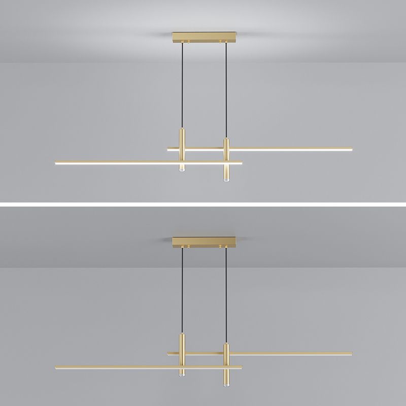 Edgari - Lampada a sospensione lineare nero oro dimmerabile LED 35,4 pollici