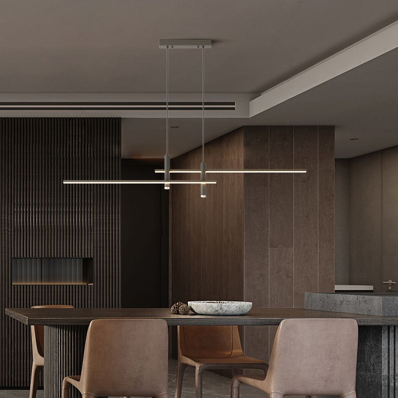 Edgari - Lampada a sospensione lineare nero oro dimmerabile LED 35,4 pollici