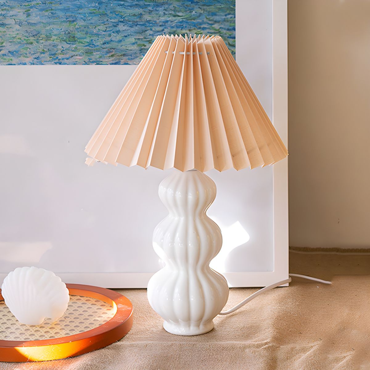 Maerith - Retro Korean Style Pleated Skirt Table Lamp