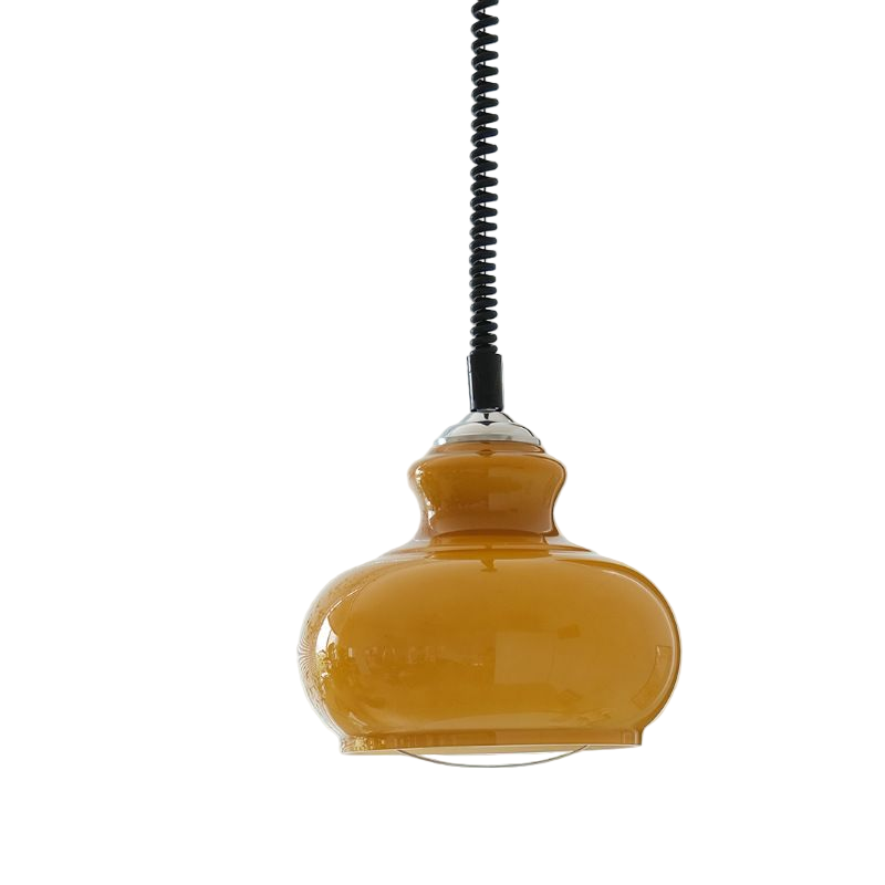 Cerava – severské nastavitelná retro závěsná lampa s krémovým sklem