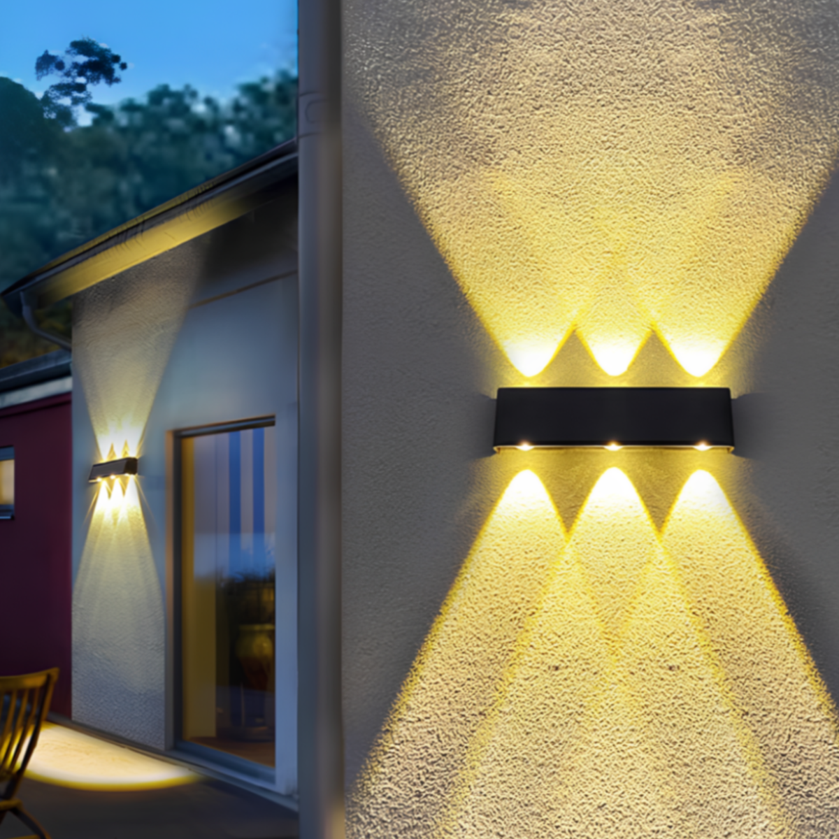 Aurivex - Napelemes LED falilámpa meleg fehér kültéri