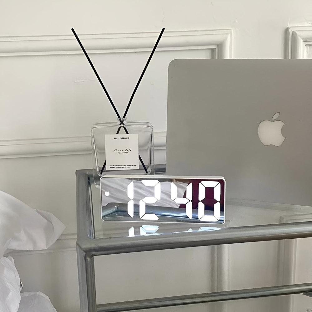 Zenvira – Orologio Sveglia Specchio LED con Temperatura e Funzione Snooze