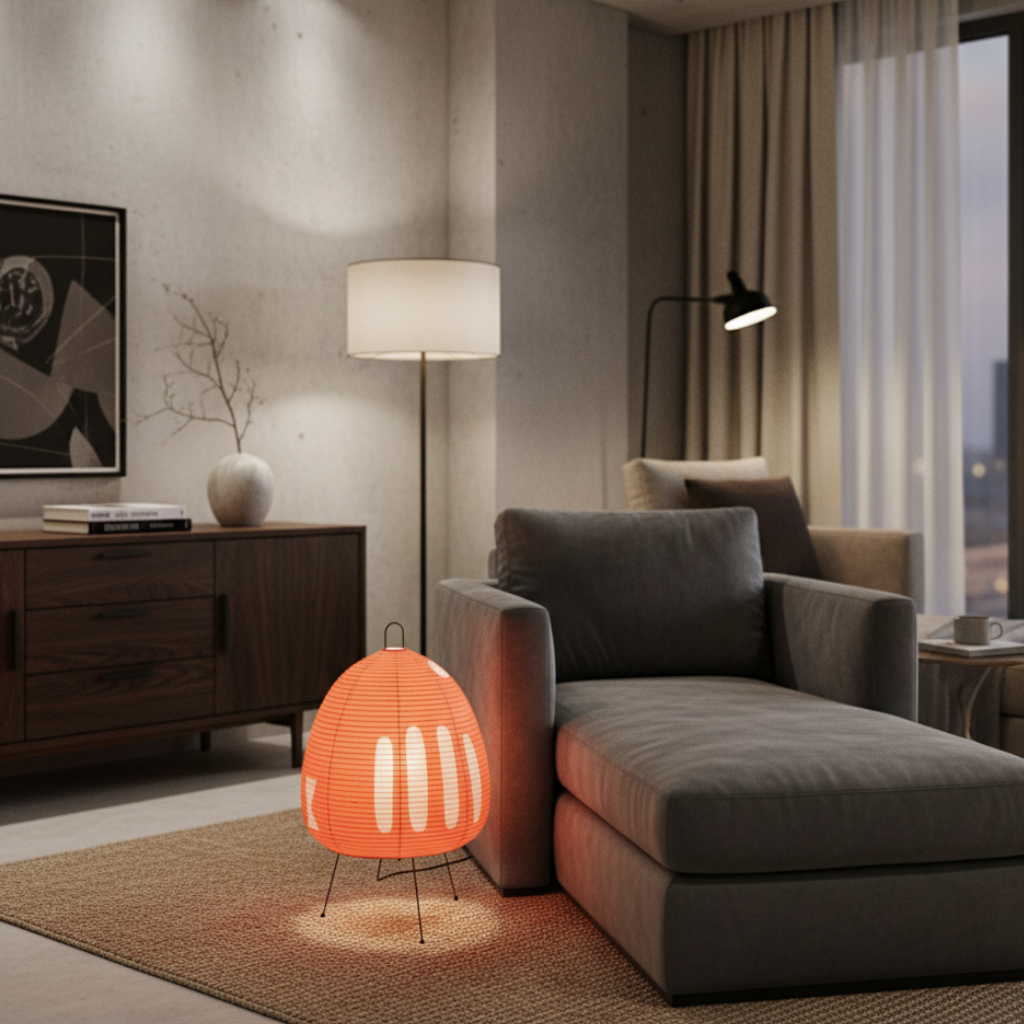 Solenrai – Lámpara de papel de arroz Wabi-Sabi para suelo y mesa