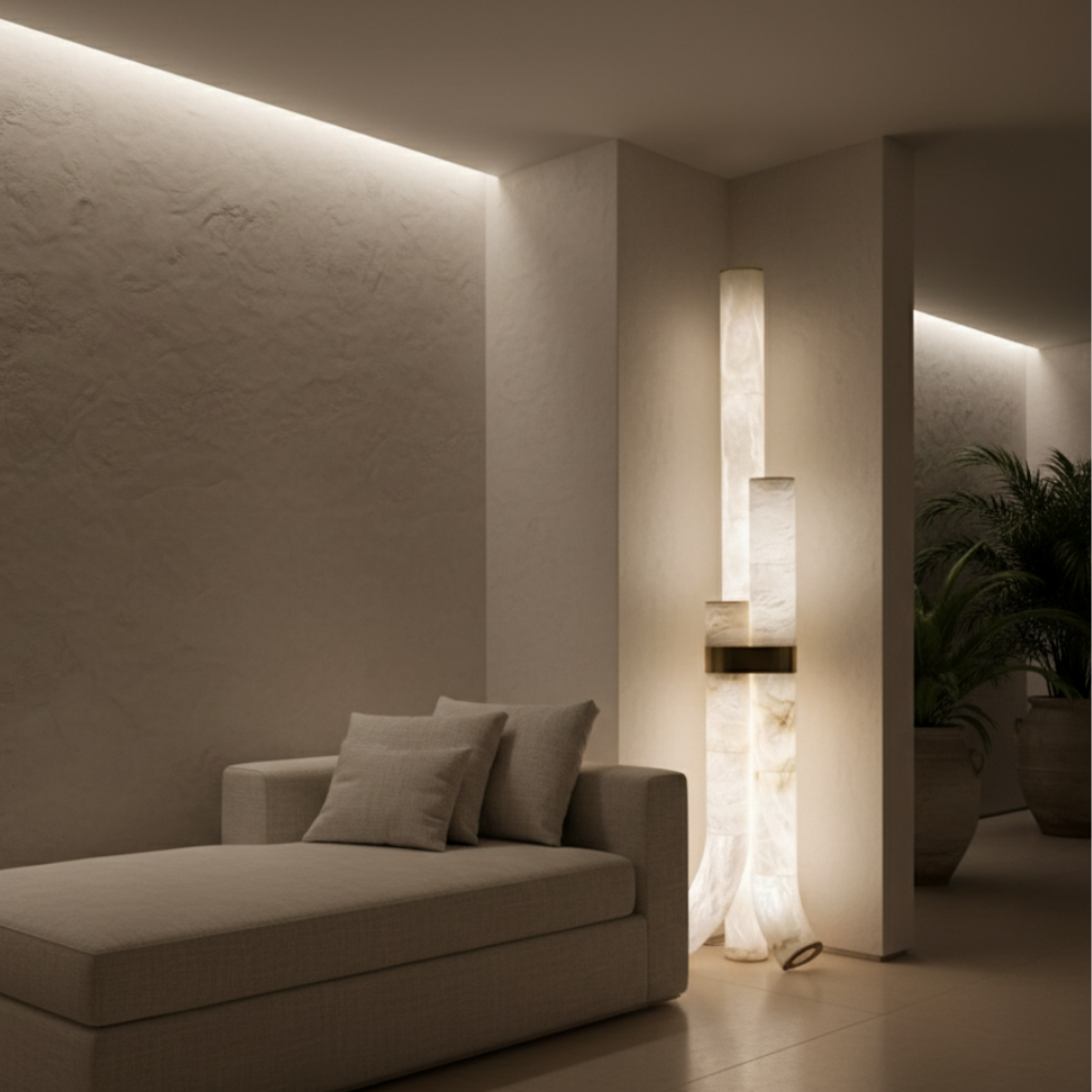 Zenthari - Elegáns, modern réz állólámpa nappaliba