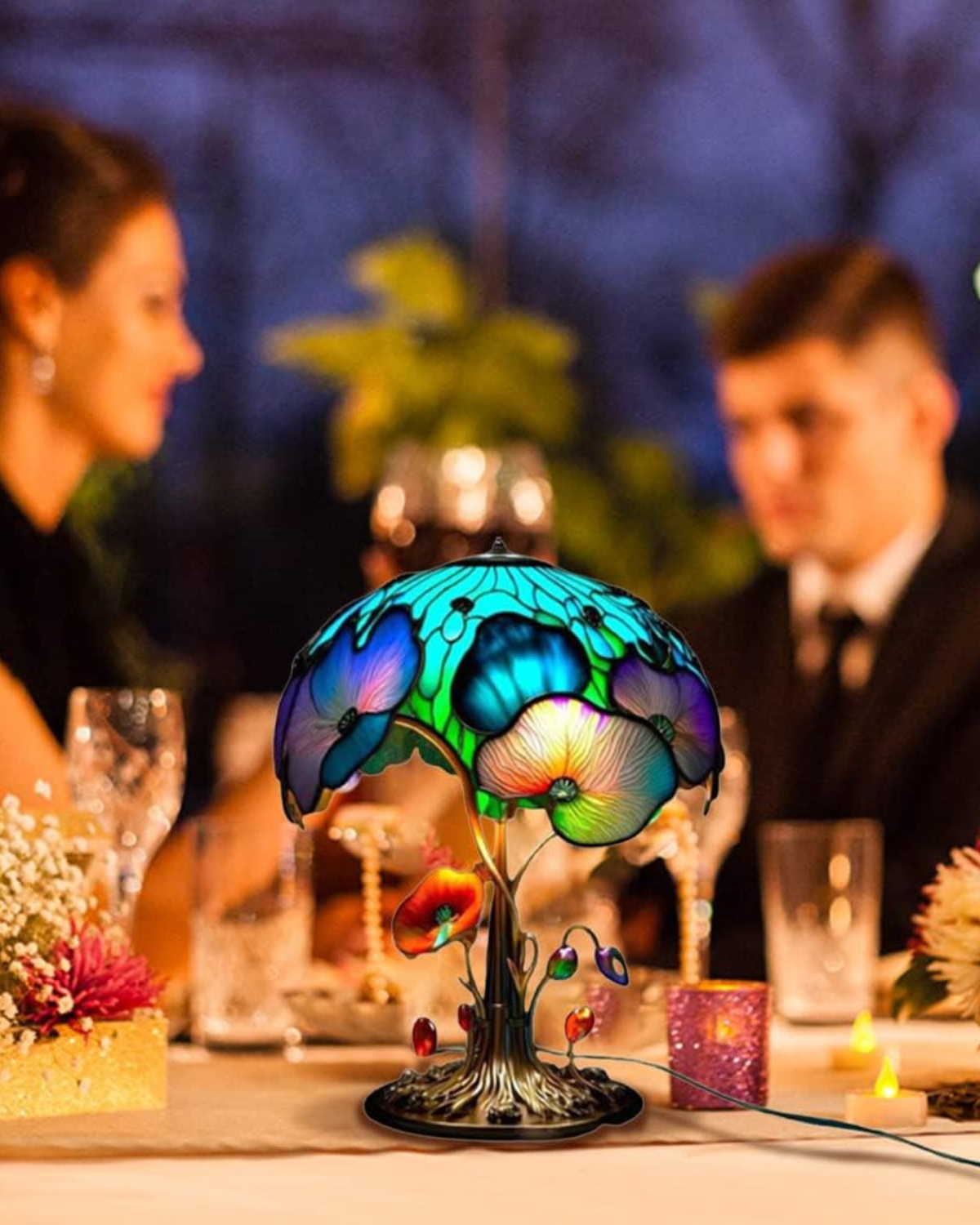 Floravynne – Handcrafted Resin Mushroom Lamp with Vibrant Floral Design and Soothing Ambient Light