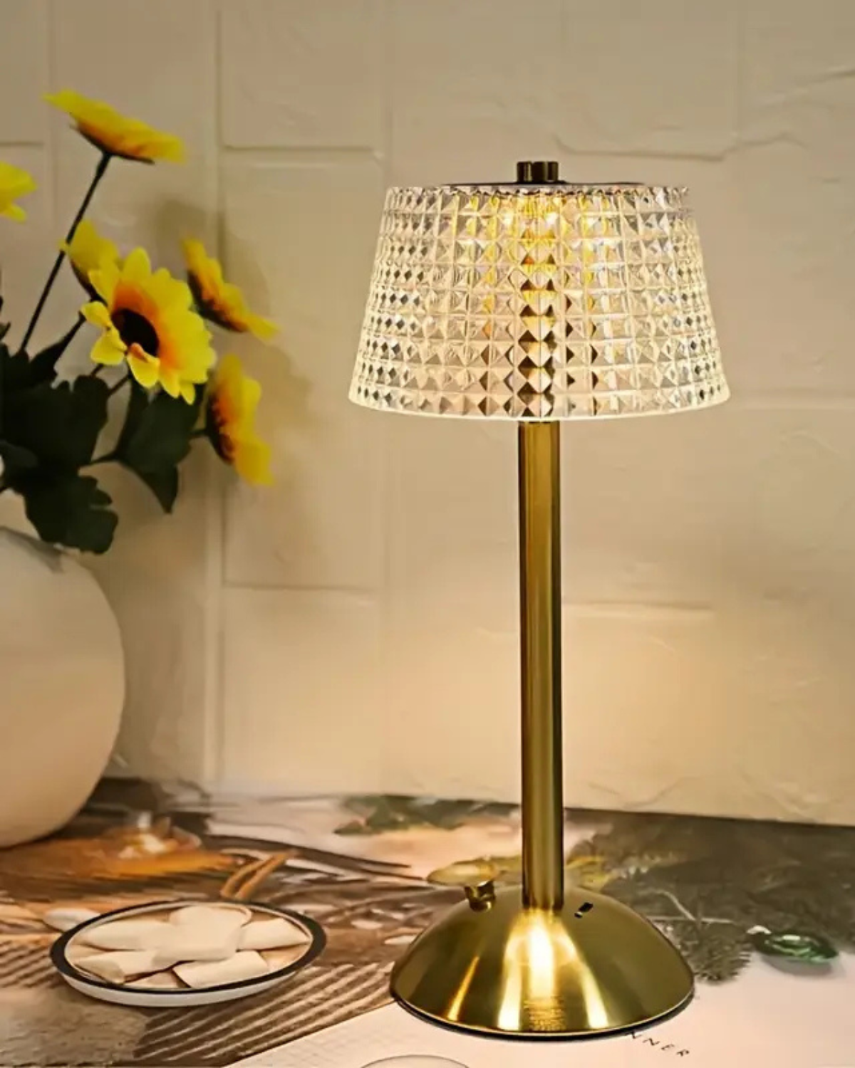 Glyntara – Lampada da Tavolo Ricaricabile con Tre Colori di Luce Regolabili