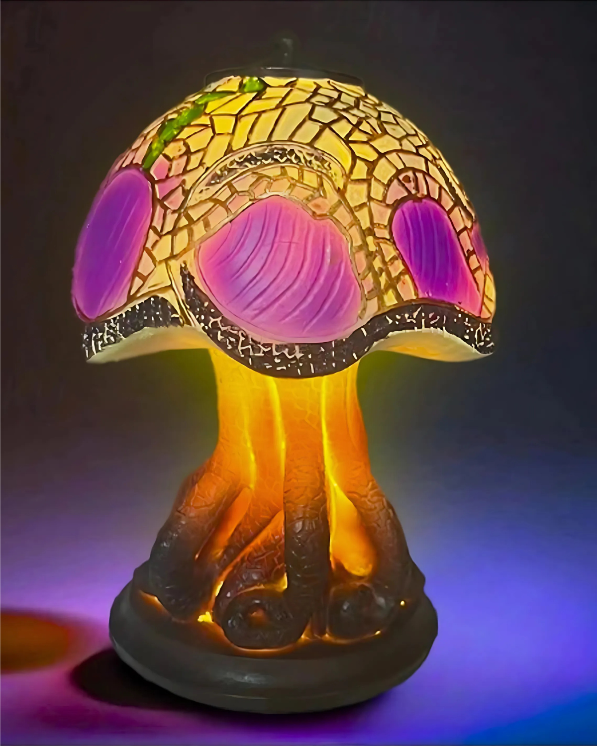 Floravynne – Handcrafted Resin Mushroom Lamp with Vibrant Floral Design and Soothing Ambient Light