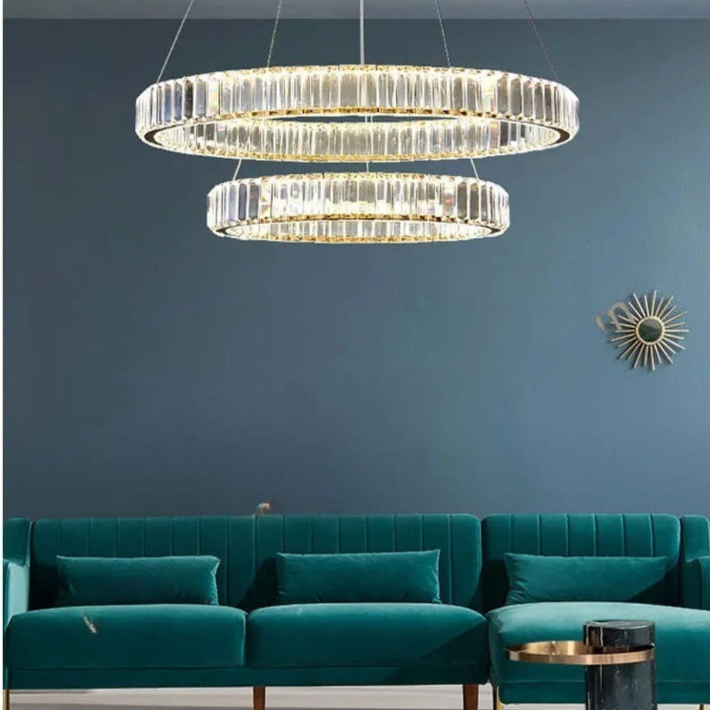 Elaris - Lampadario a cristalli a forma di anello nordico