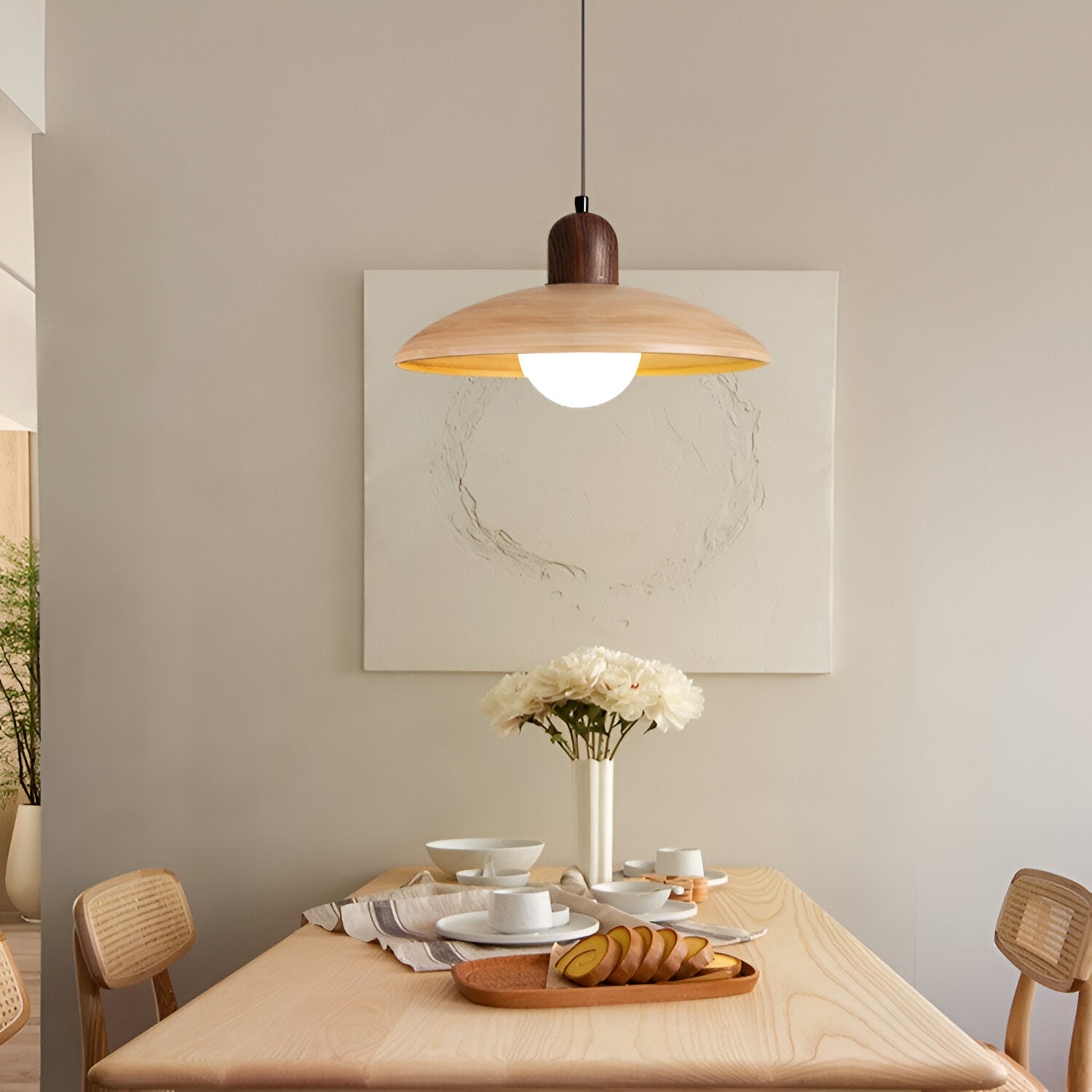 Thalen - Japanese Style Wabi-Sabi Walnut Pendant Light