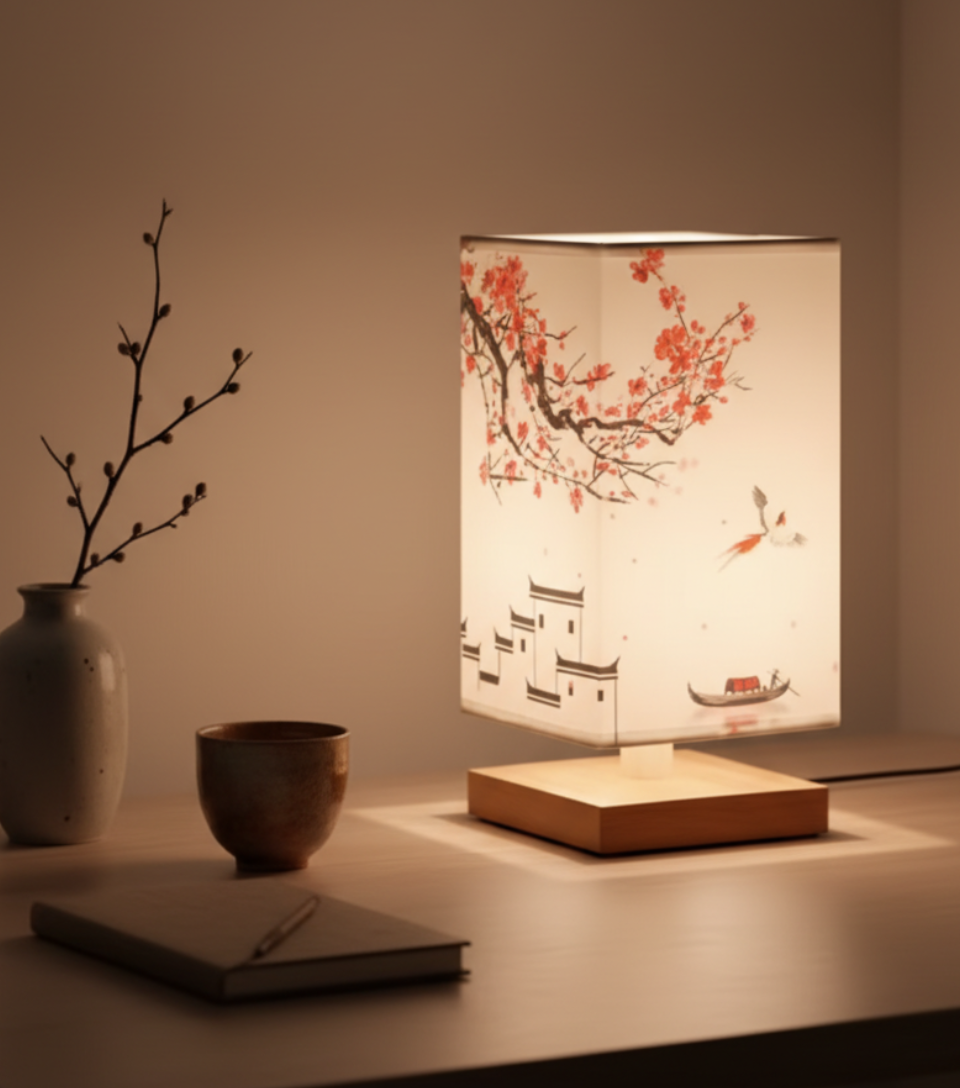 Zenora - Lampada da tavolo minimalista in bambù per scrivania da camera da letto