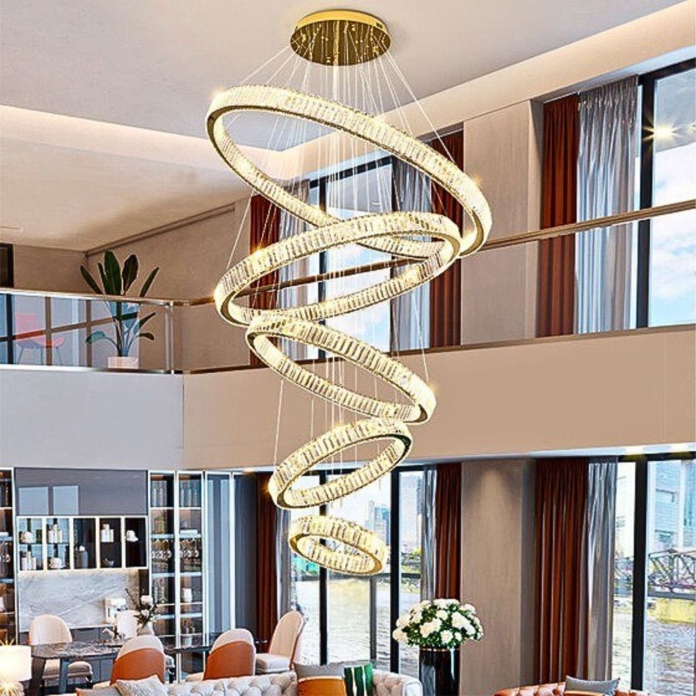 Elaris - Lampadario a cristalli a forma di anello nordico