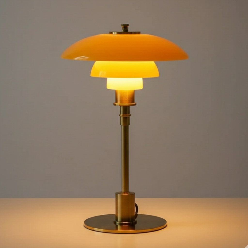 Solviane - Lampada da tavolo in vetro scandinava con illuminazione LED minimalista