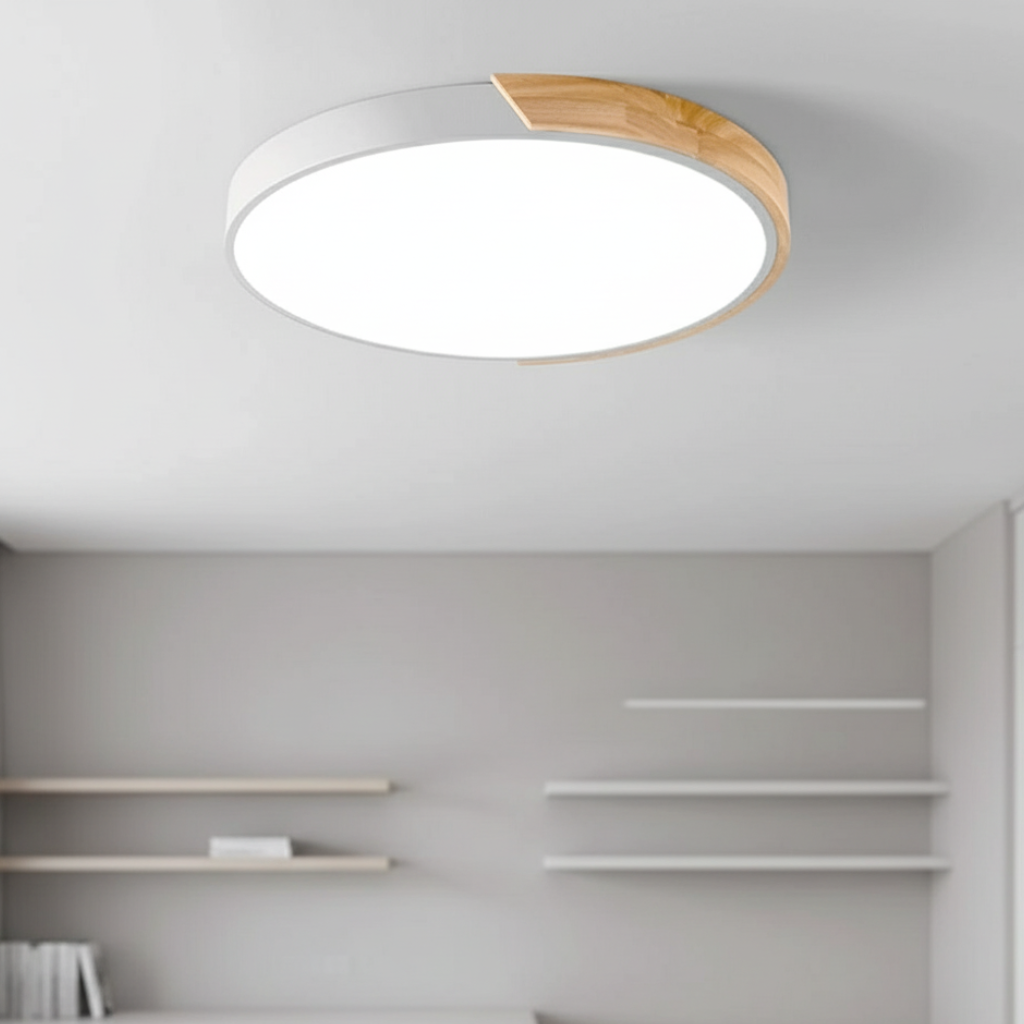 Solvani - Dřevěné stropní svítidlo zapuštěné s nastavitelným jasem v designu Japandi