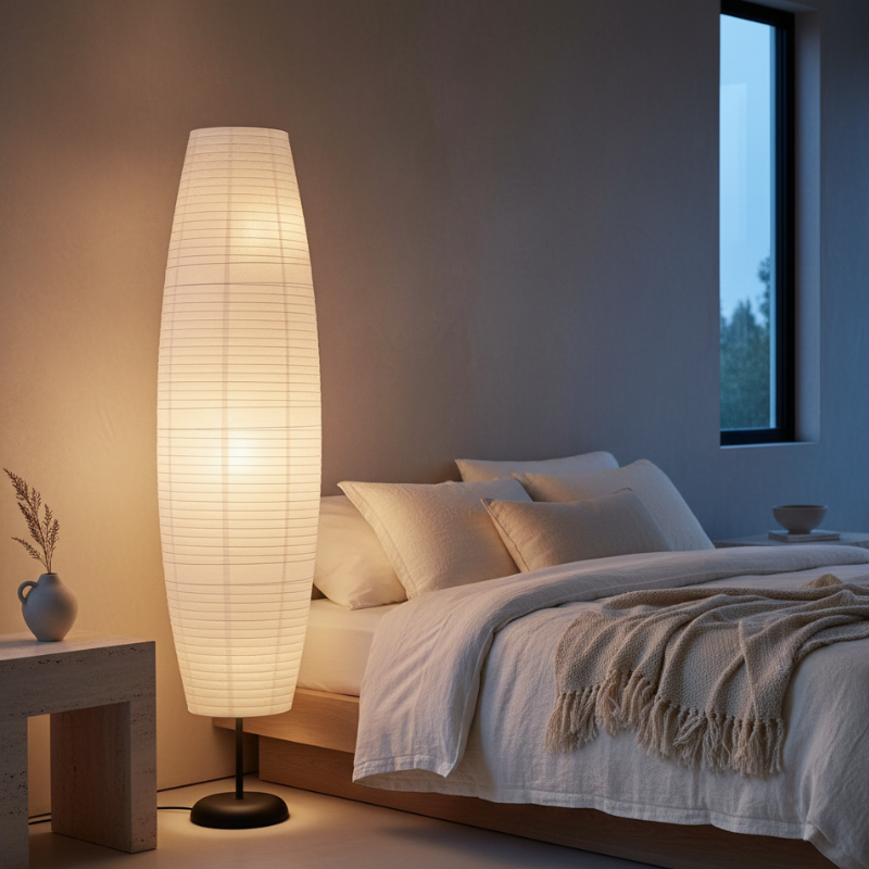 Auremari – Egyszerű rizspapír oszlop állólámpa