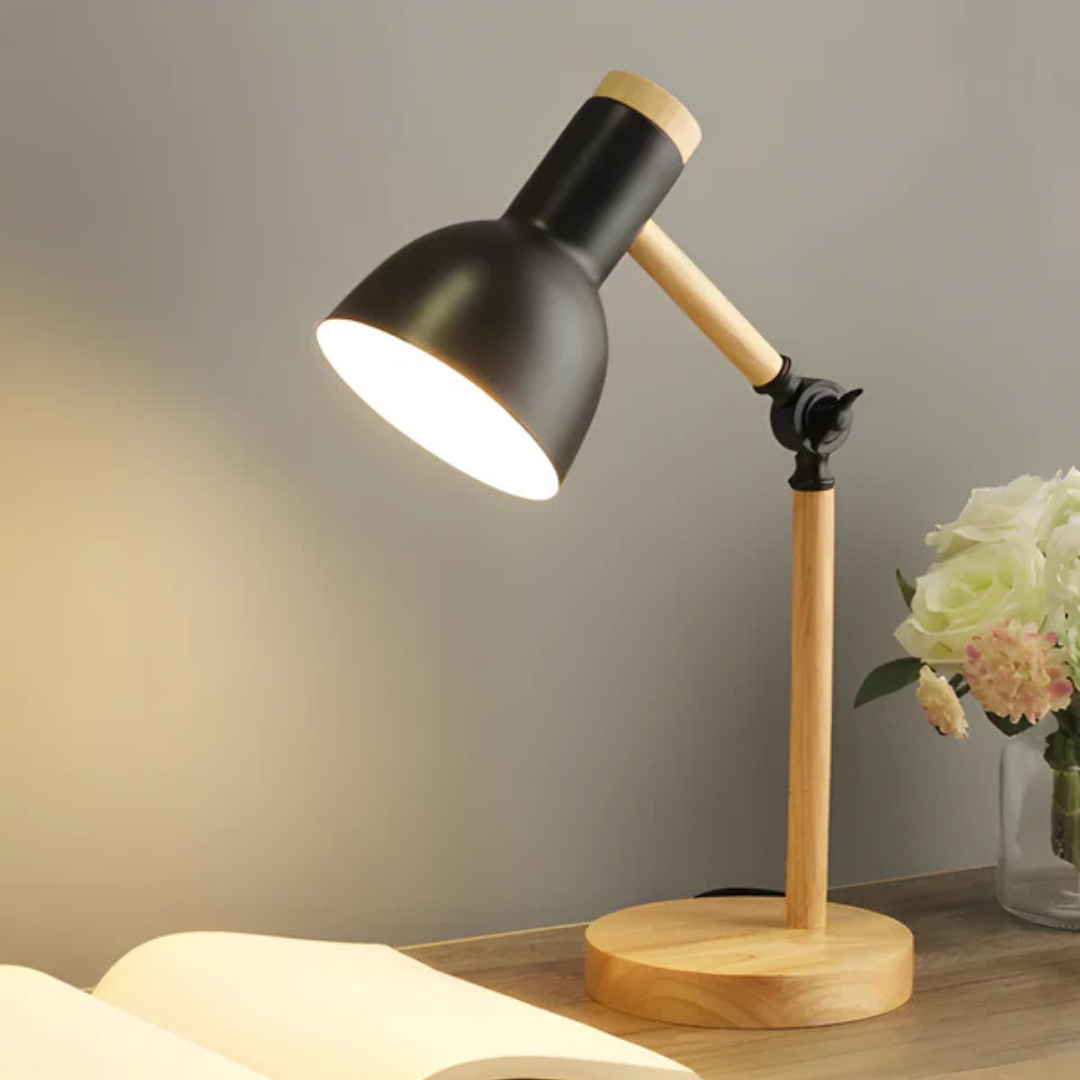 Velorienn – Justerbar LED Bordlampe i Træ og Metal