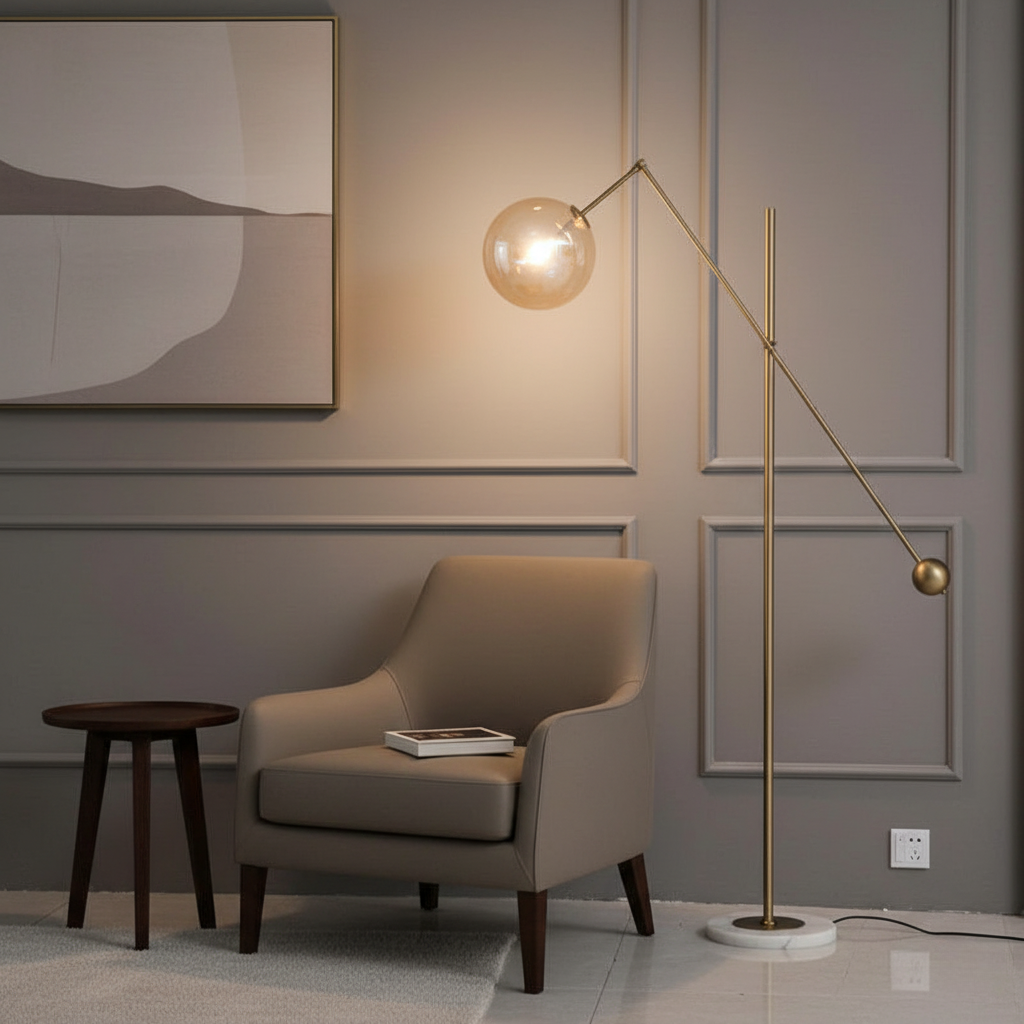 Equinari - Elegáns Arany Íves Állólámpa Modern Nappali Díszítéséhez