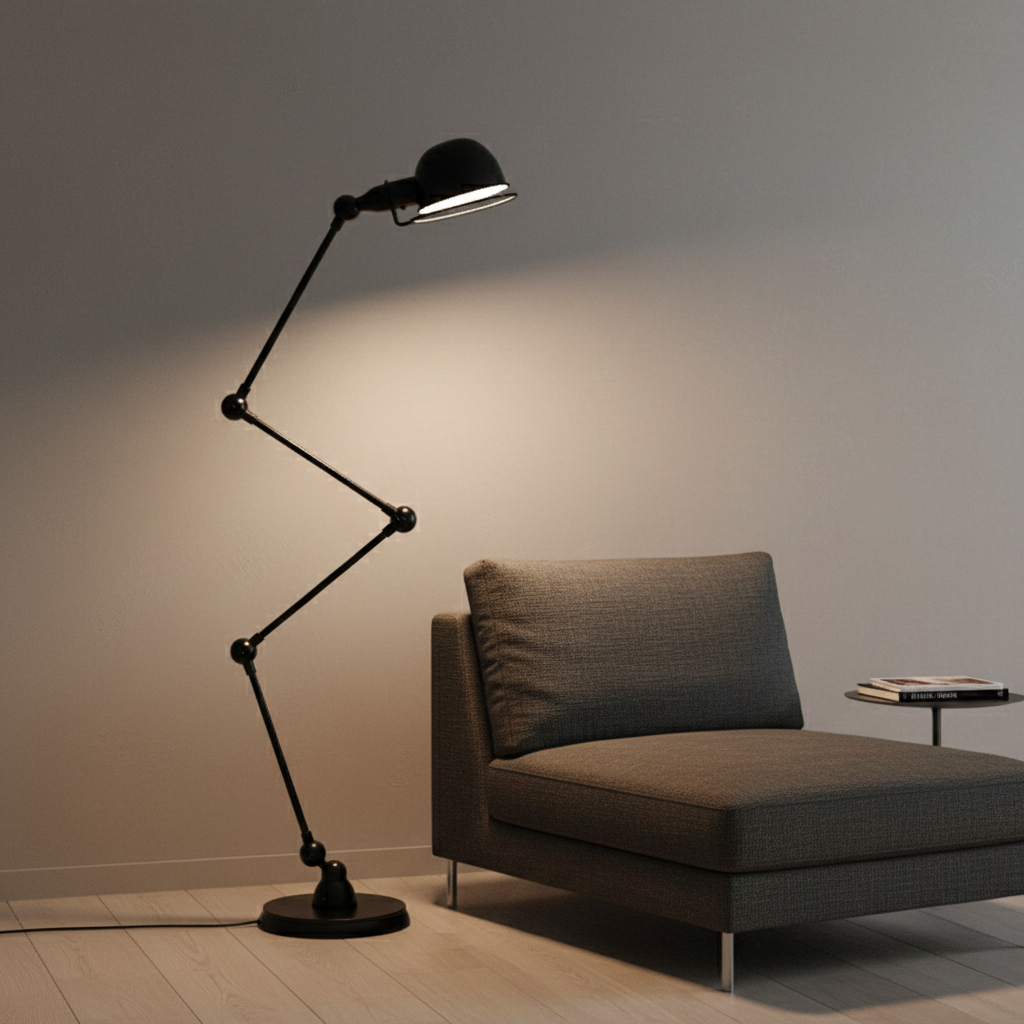 Atelvorr - Modern Black Industrial Floor Lamp with Flexible Design