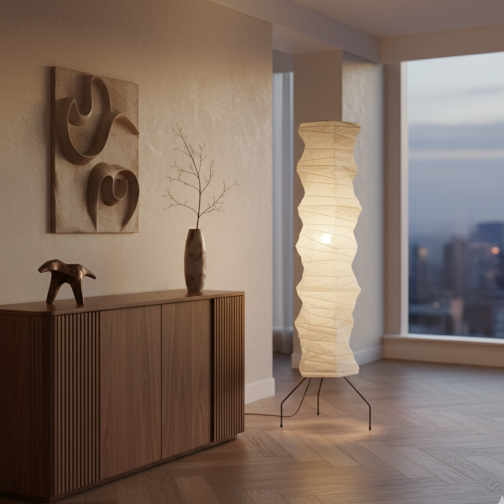 Kaoriin - Elegáns, természetes eredetű japán modern állólámpa nappaliba