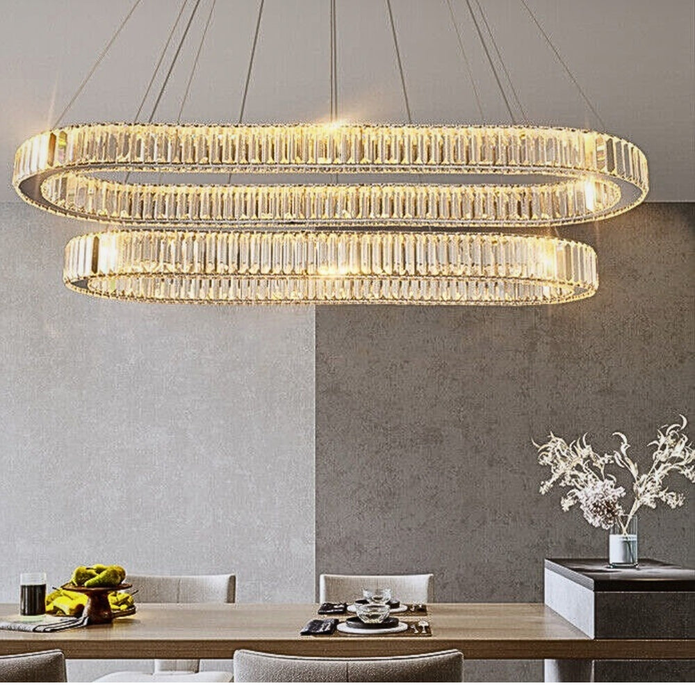 Elaris - Lampadario a cristalli a forma di anello nordico