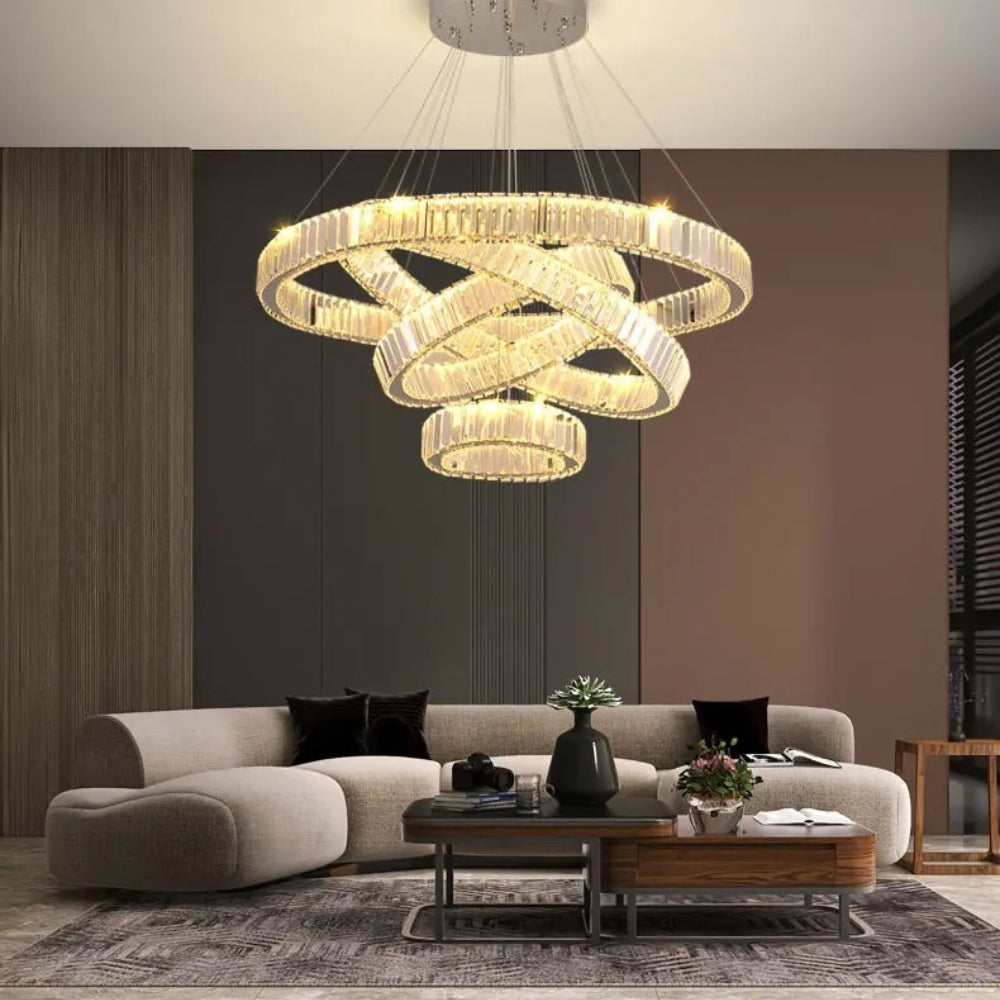 Elaris - Lampadario a cristalli a forma di anello nordico