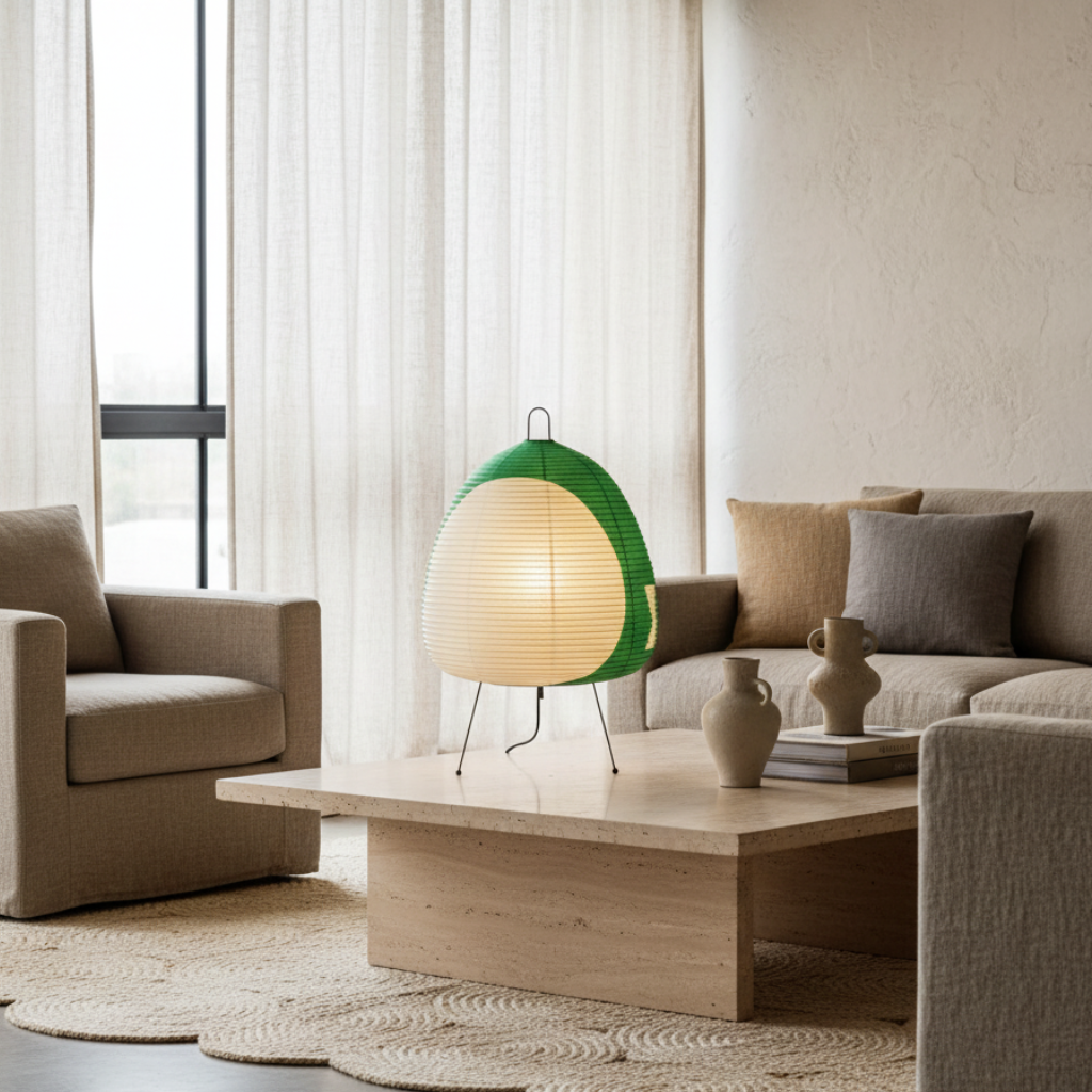 Solenrai – Lámpara de papel de arroz Wabi-Sabi para suelo y mesa