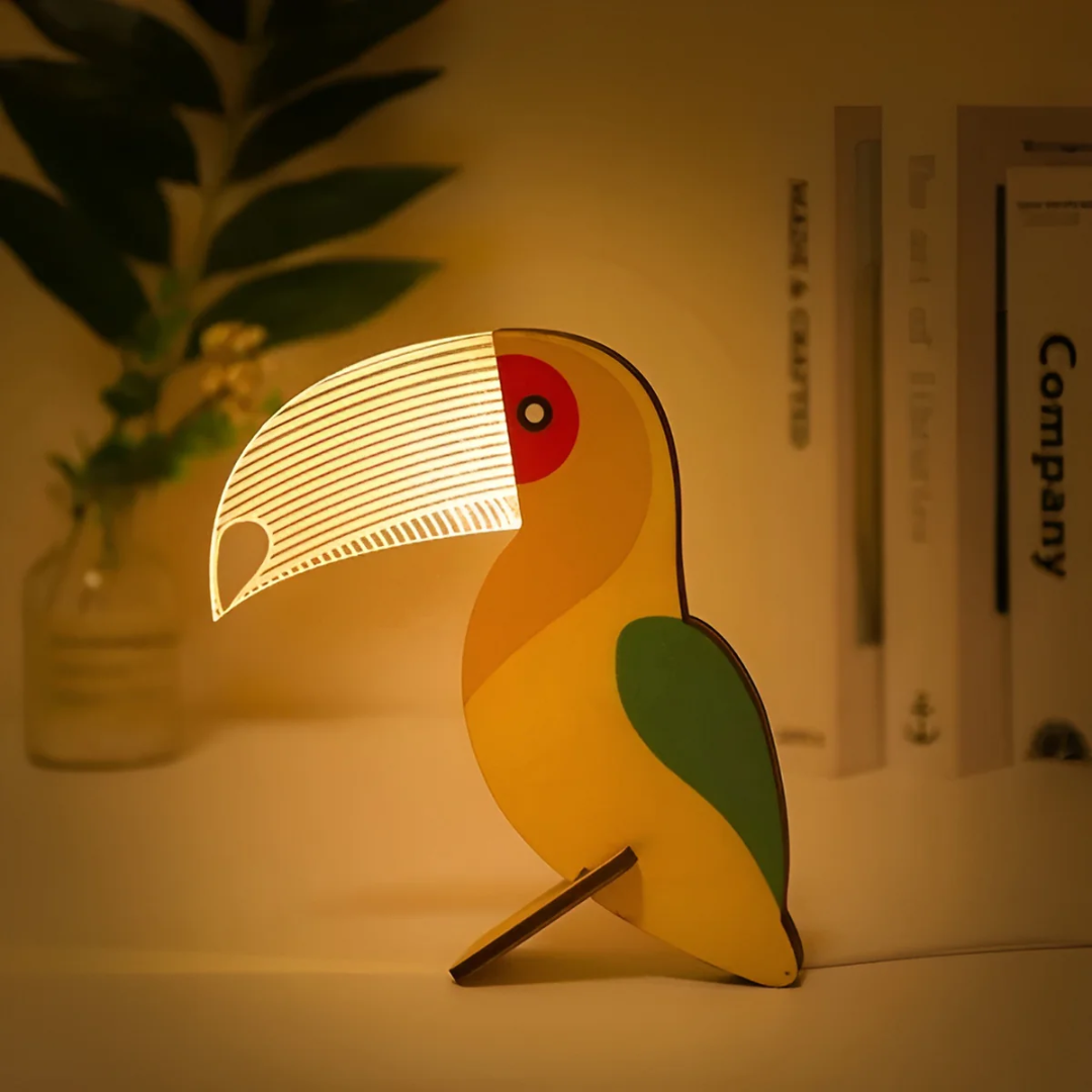 Novian – Lampada da tavolo LED con animale in legno nordico, 1 luce