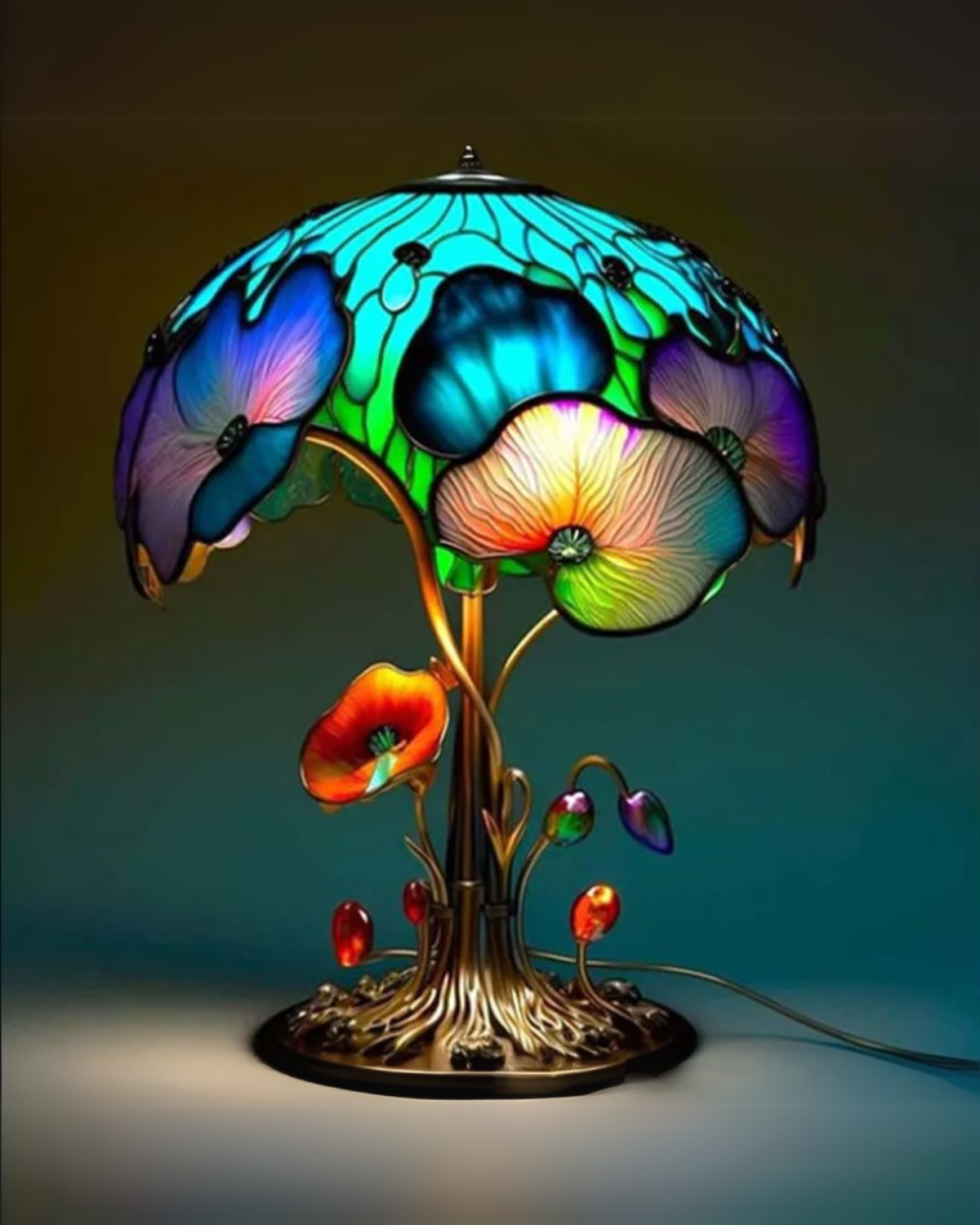 Floravynne – Handcrafted Resin Mushroom Lamp with Vibrant Floral Design and Soothing Ambient Light