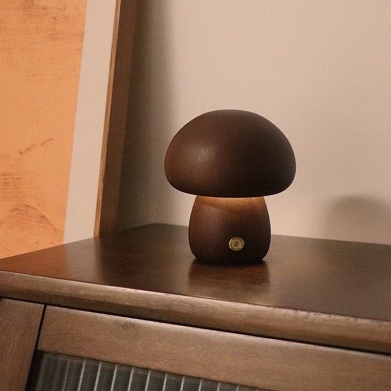 Mykora - Lampada da tavolo a fungo in legno con sensore touch