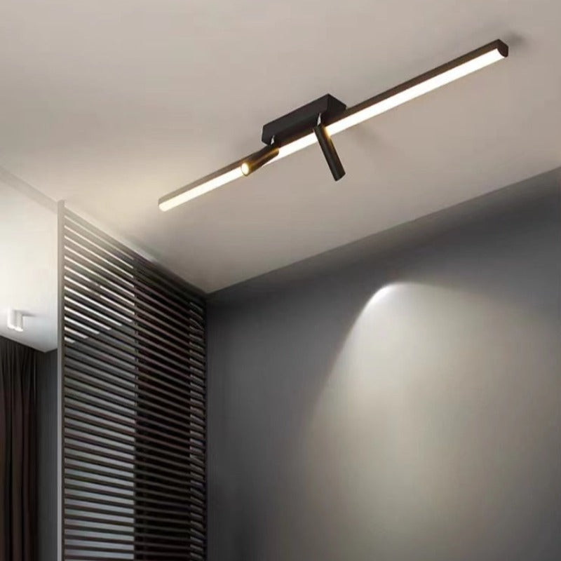 Arivon – Plafonnier LED linéaire noir pour salon