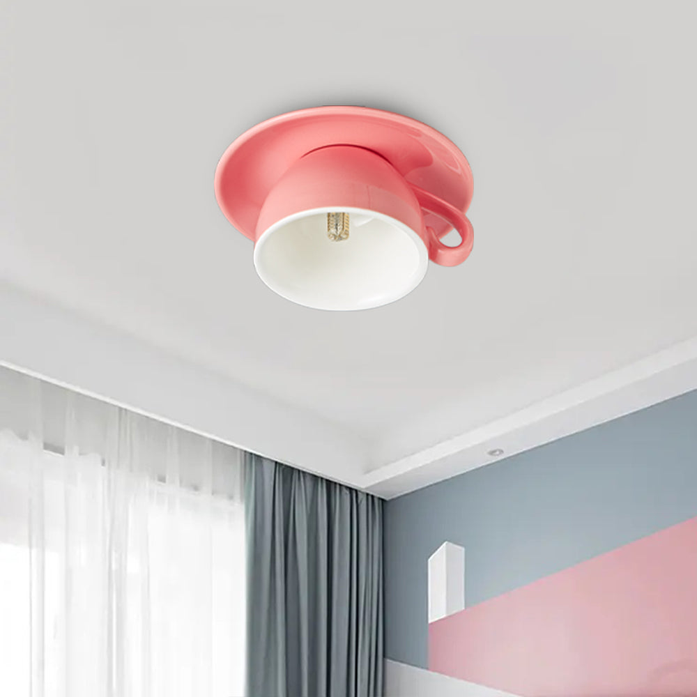 Valentin – Modern Ceiling Light Ceramic Coffee Cup Design Blue Pink Yellow