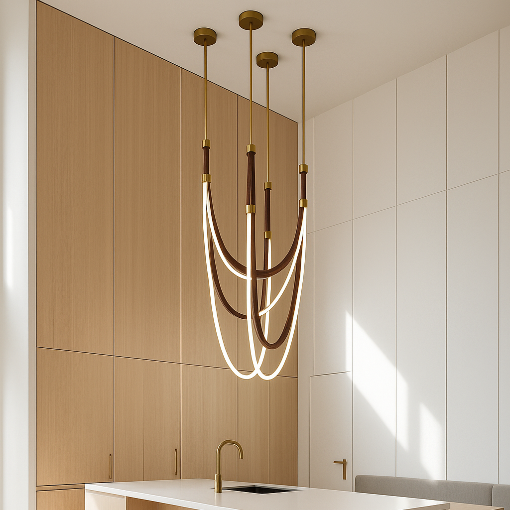 Luvairn – Luz de techo con cinturón de cuero sintético y LED