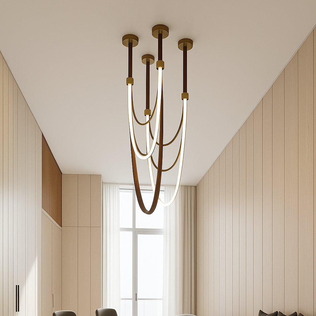 Luvairn – Luz de techo con cinturón de cuero sintético y LED