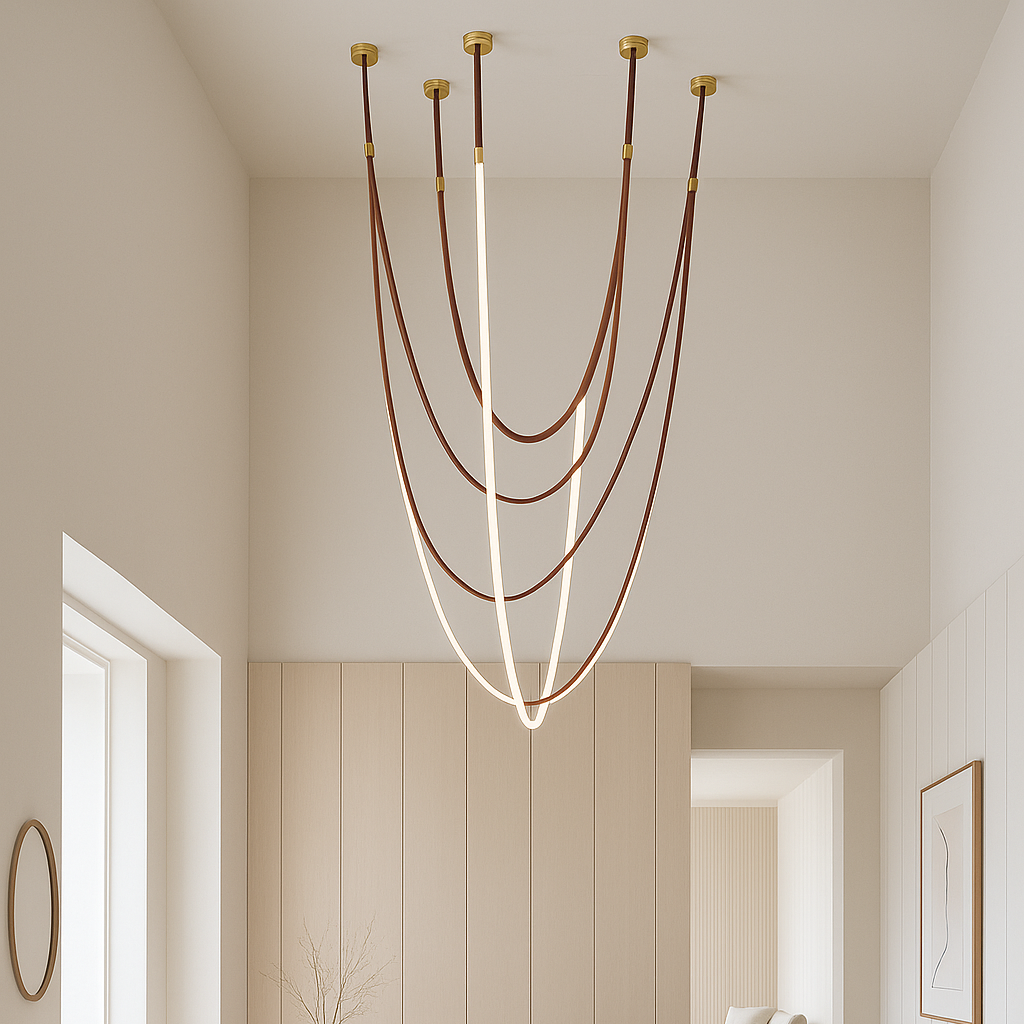 Luvairn – Luz de techo con cinturón de cuero sintético y LED